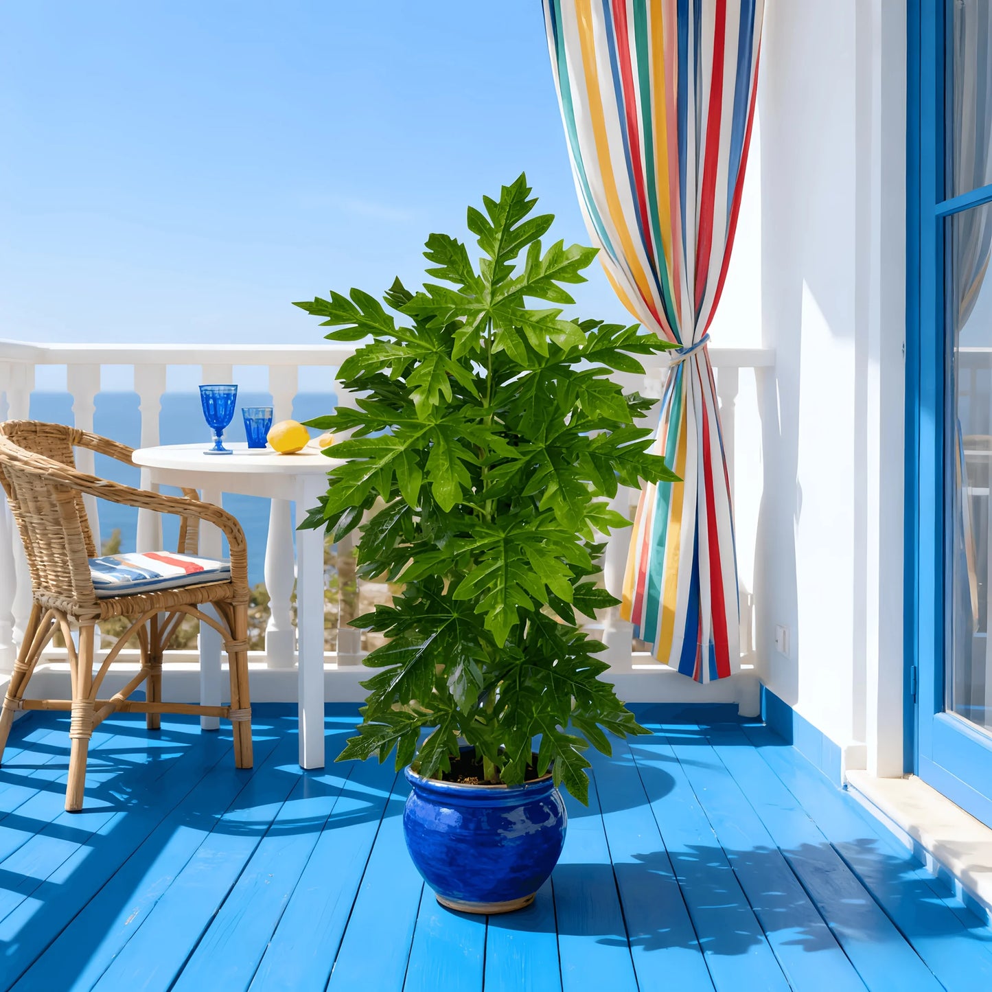 1Pcs Large Lifelike Artificial Rosaceae Papaya Leaf Plant 15-Leaf Simulated Monster Plant, Artificial Flowers Green Potted Plant