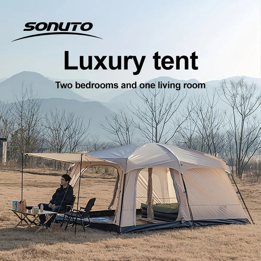 Sonuto Tent outdoor camping overnight two-bedroom portable thickened field awning camping equipment family gathering Vibely Store