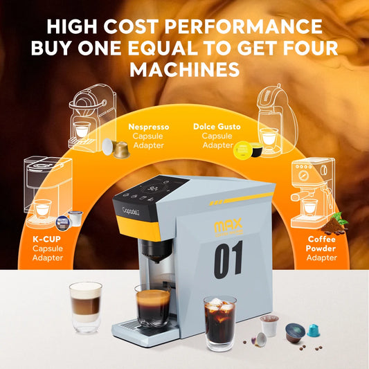 4-in-1 Espresso Machine Compatible with K Cup Pods Nes Original Capsule DG Capsules and Ground Coffee