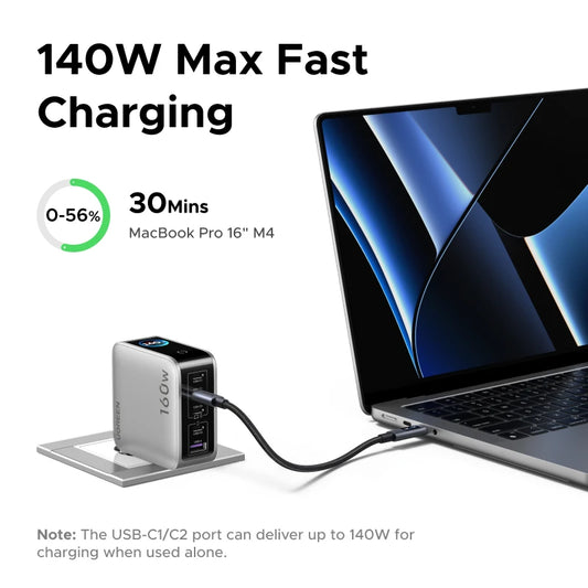 UGREEN 160W GaN Charger With Smart Display AVS PD 3.1 140W QC4.0 For MacbookPro Laptop iPhone 17 16 iPad Tablet SamsungS25 Ultra