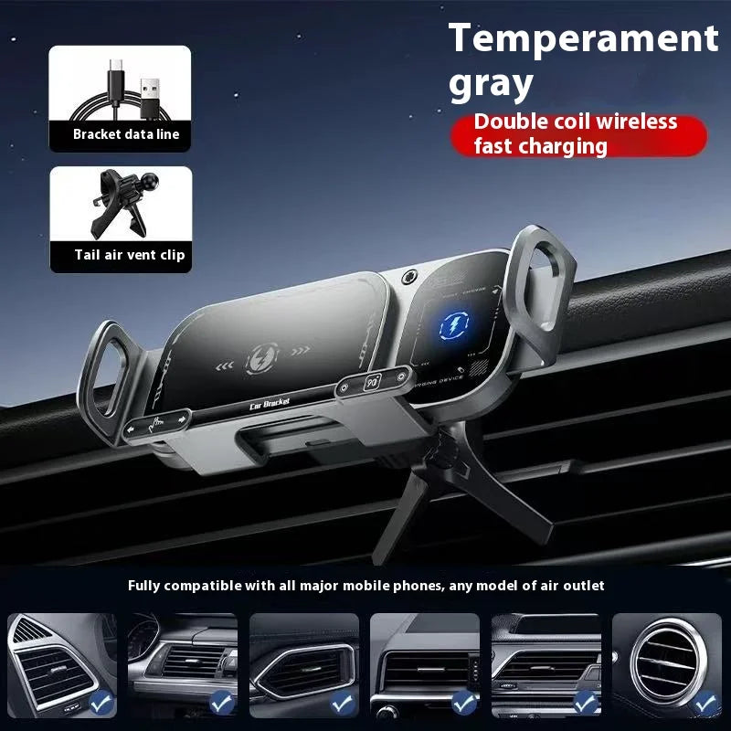 2IN1 Car Wireless Charger Phone Holder Touch Rotate Stand for Samsung Galaxy Fold 6 5 4 3 Z Flip iphone 16 15 14 13 12 11Pro Max