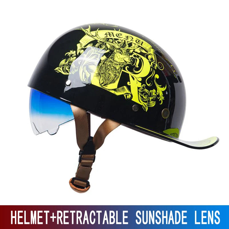 Motorcycle Helmet, Japanese-German Helmet, Men's Retro Half Helmet, Cruise Pedal, Tram, Light Prince Baseball Cap, Spring and Su