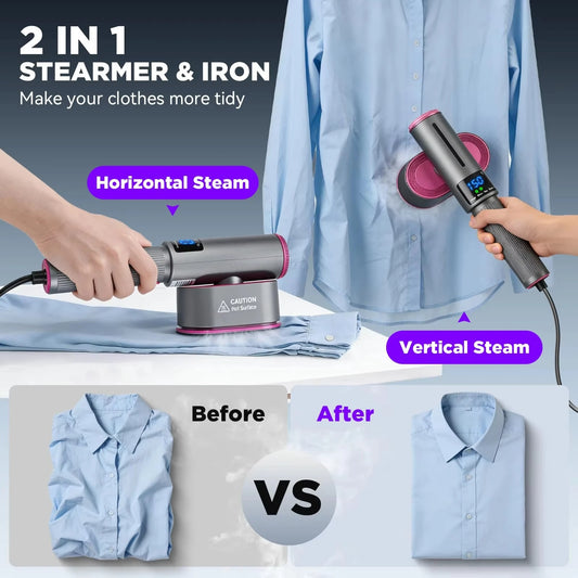 Handheld Steam Iron Garment Steamer Portable Mini for Clothes Fast Heating Travel Garment Fabric Press Machine with Home