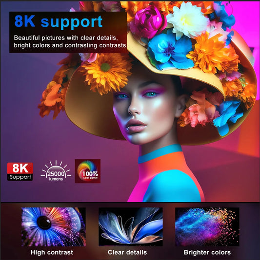 FINTEX LT5 Ultra 25000Lumen Projector Online 8k Full HD 1080P HDR10 Proyector 1500 ANSI Android9.0 ASA3.0 Auto Focus Projectors