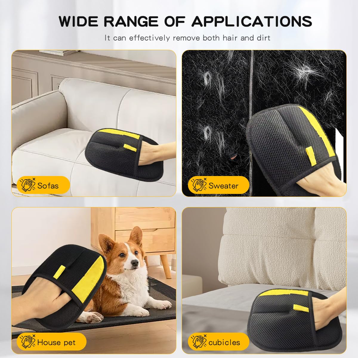 Pet Hair Removal Gloves (Black)