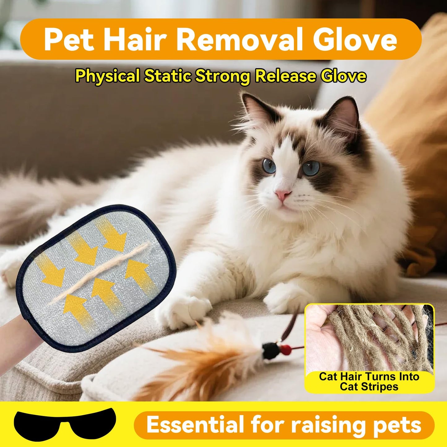Pet Hair Removal Gloves (Black)