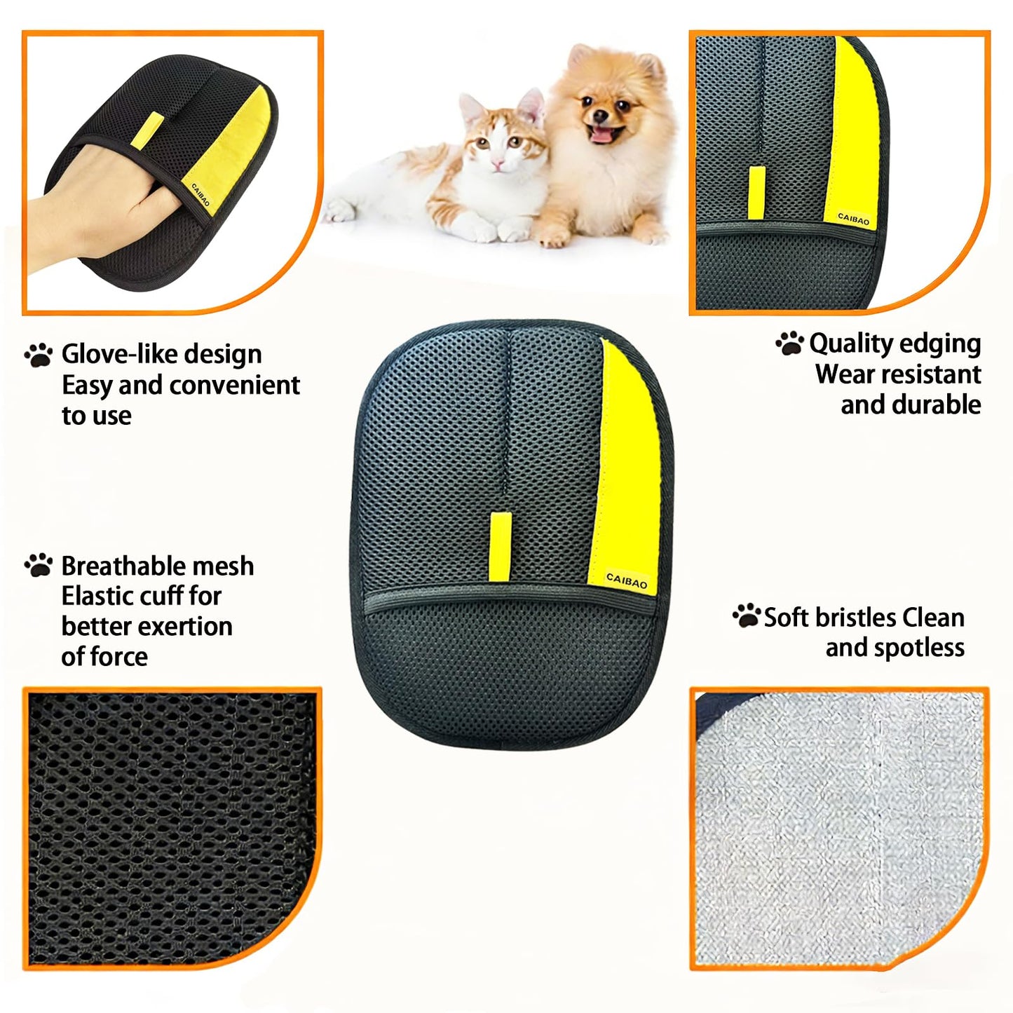 Pet Hair Removal Gloves (Black)