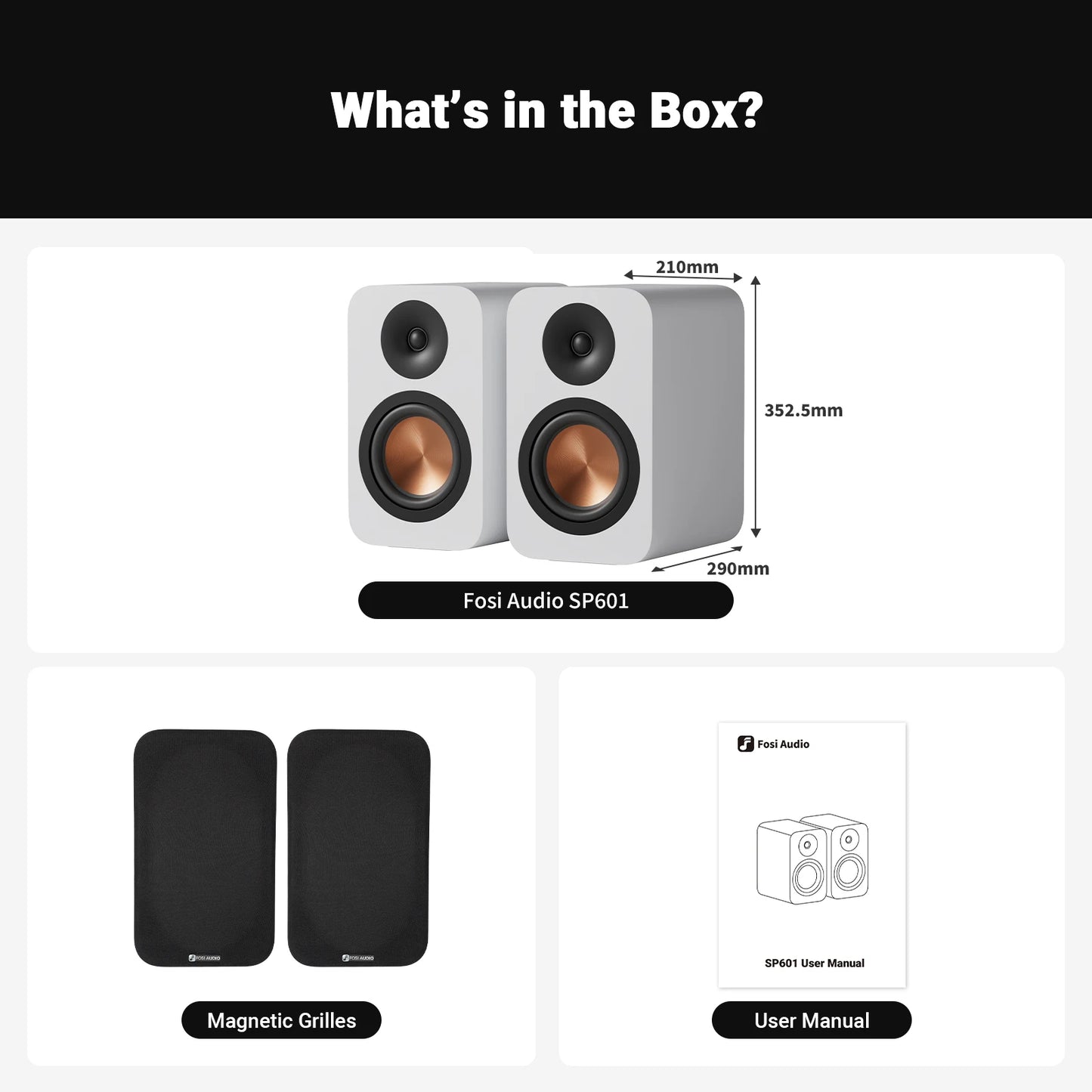 Fosi Audio SP601 6Ω 160W Bookshelf Speaker Hi-Fi Audio for Home Theater ，Desktop Computer