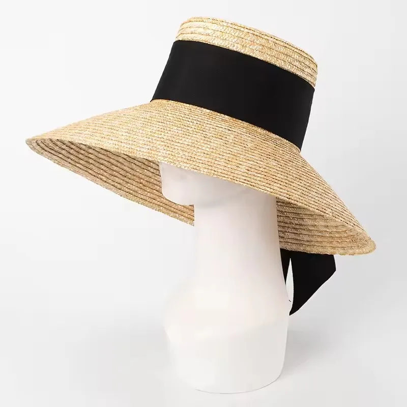 Metal RB letter summer straw hat for men and women summer outdoor vacation beach sun hat panama hat  beach accessories
