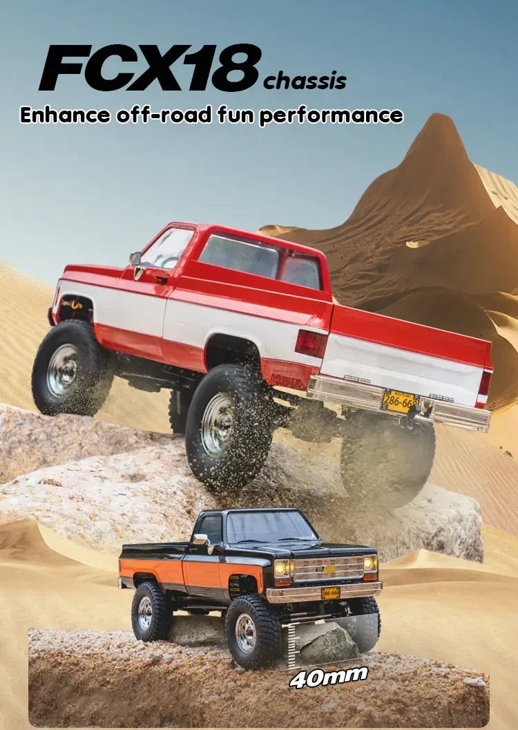 FMS FCX18 1:18 Chevrolet K10 Pickup Truck Officially Authorized Classic Retro Off-road Climbing RC Car Model RTR Vibely Store