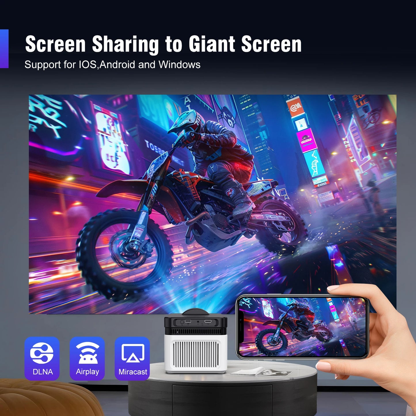 Magcubic 8K Ultra Short Throw Projector with Auto Offset 4K 1080P 900ANSI BT5.4 Electronic Focus WiFi6 AllwinnerH726 Voice HY450