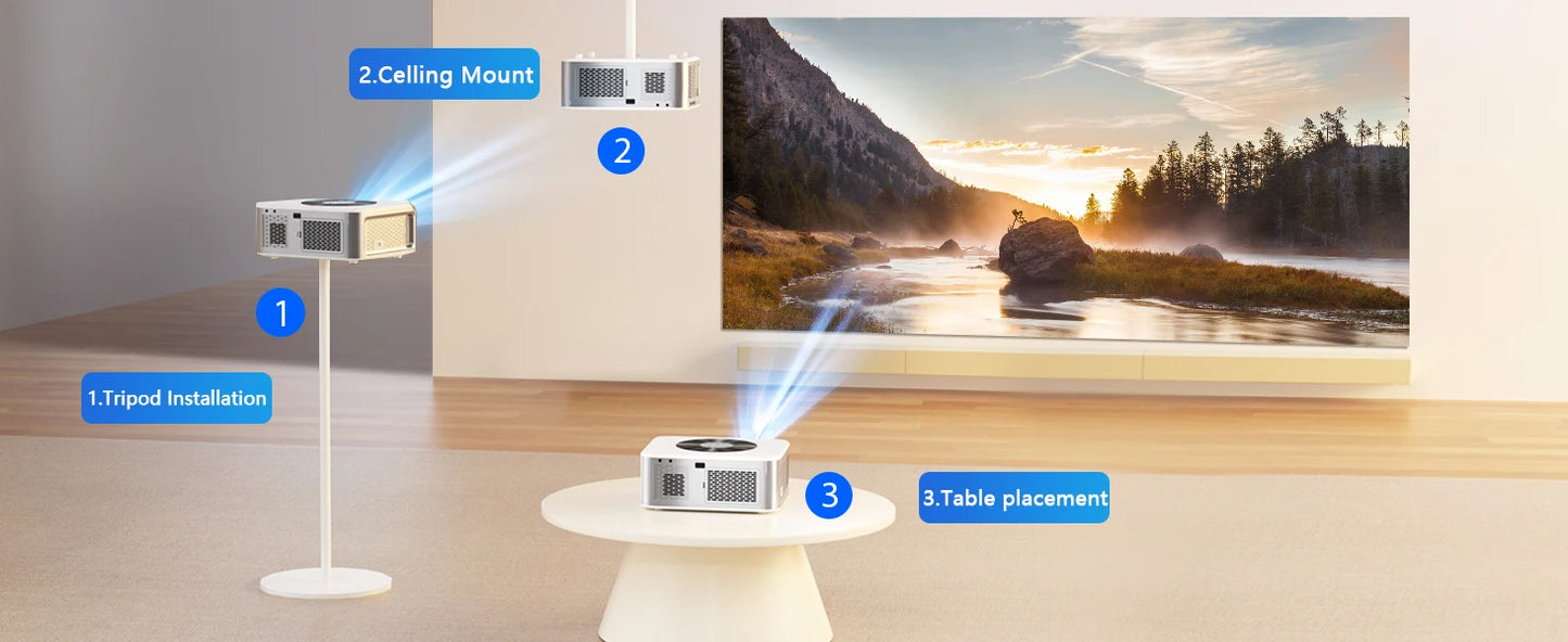 XIWBSY 1000Ansi AutoFocus Projector Bluetooth5.2 Android Projector 4K 8K Decode Video Audio Home Theater Portable Proyector