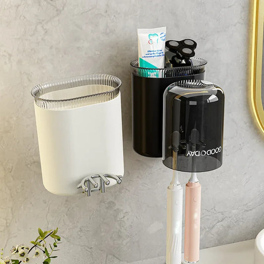 Washing Cup Toothbrush Holder Wall Mounted Toothpaste Shaver Storage Multifunctional Household Bathroom Accessories Storage Rack