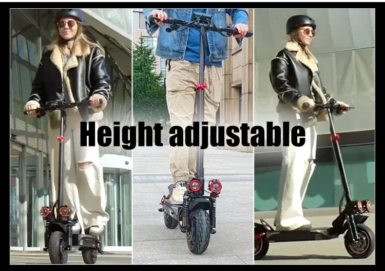T4 500W High Power Dual Motor Adjustable Height Off-road Folding Adult Electric Scooter