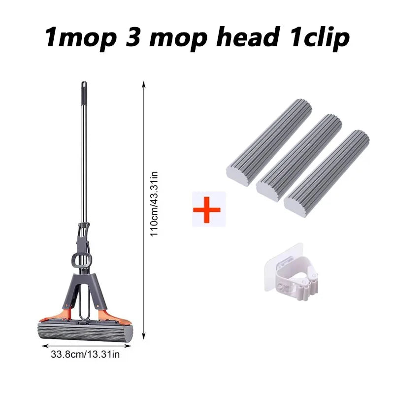Floor Roller Mop PVA Sponge Floor Squeeze Mop For Cleaning Efficient Cleaning Absorbent Sponge Mop For Hardwood Tile Marble
