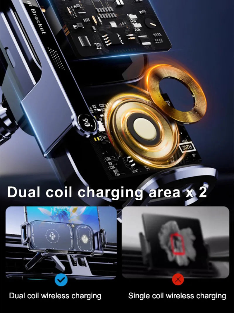 Wireless charging folding car large screen cell phone holder fast charging car navigation bracket