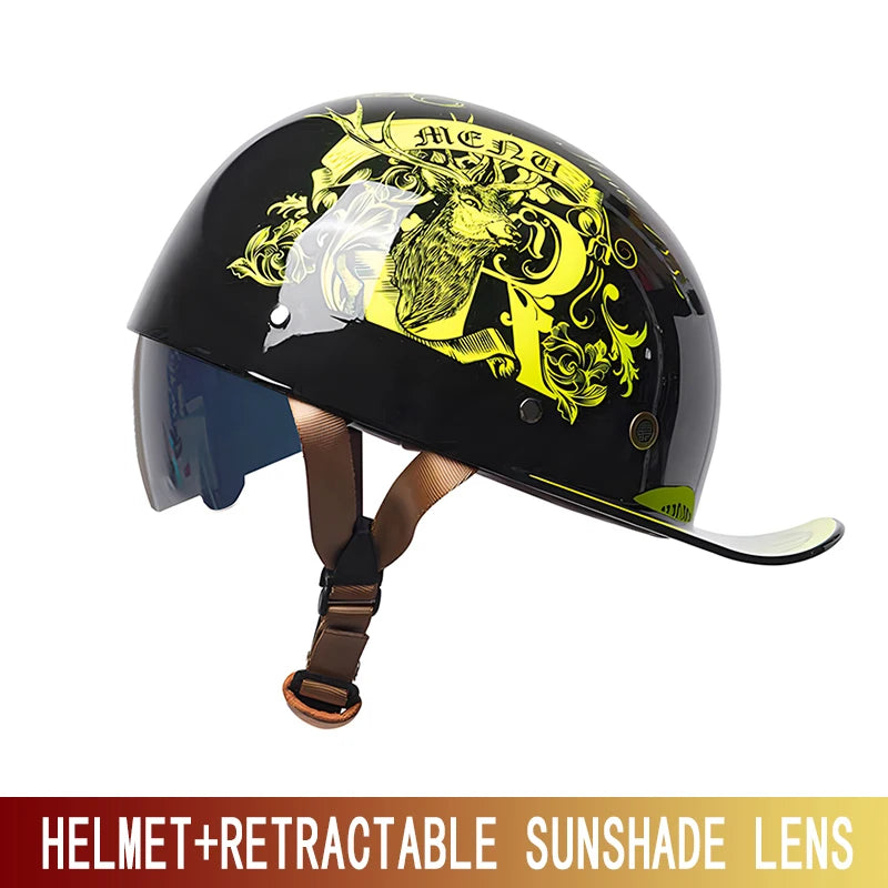 Motorcycle Helmet, Japanese-German Helmet, Men's Retro Half Helmet, Cruise Pedal, Tram, Light Prince Baseball Cap, Spring and Su