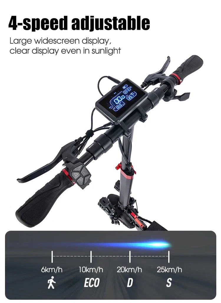 T4 500W High Power Dual Motor Adjustable Height Off-road Folding Adult Electric Scooter