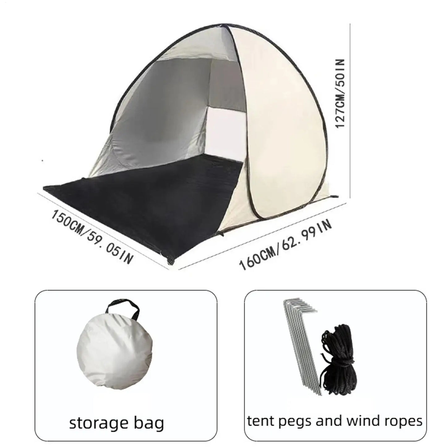 Portable Beach Shade Breathable Portable Sun Shelter Canopy Automatic Fold Up Tent For 2-3 Person Girls Family Outing Fishing