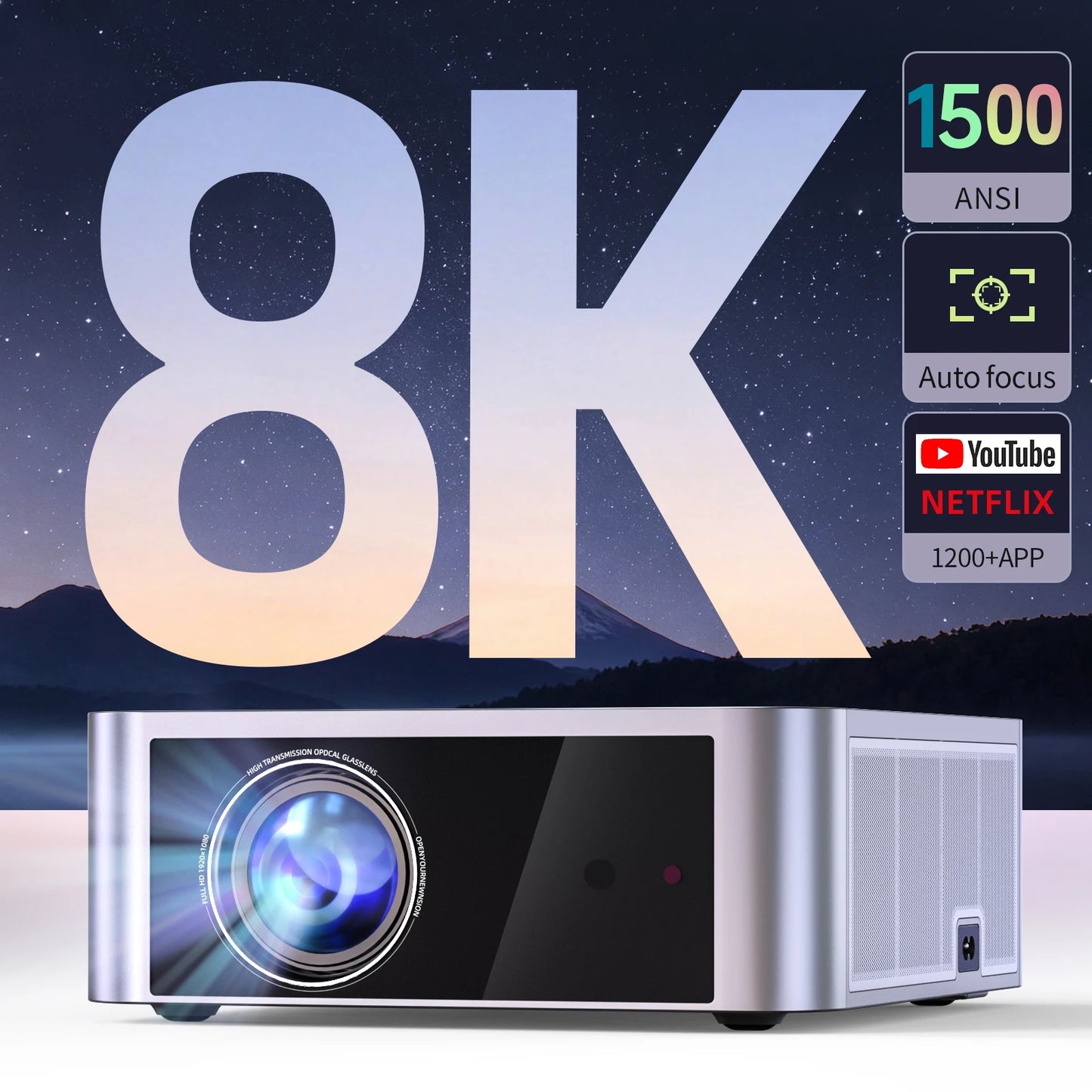 FINTEX LT5 Ultra 25000Lumen Projector Online 8k Full HD 1080P HDR10 Proyector 1500 ANSI Android9.0 ASA3.0 Auto Focus Projectors