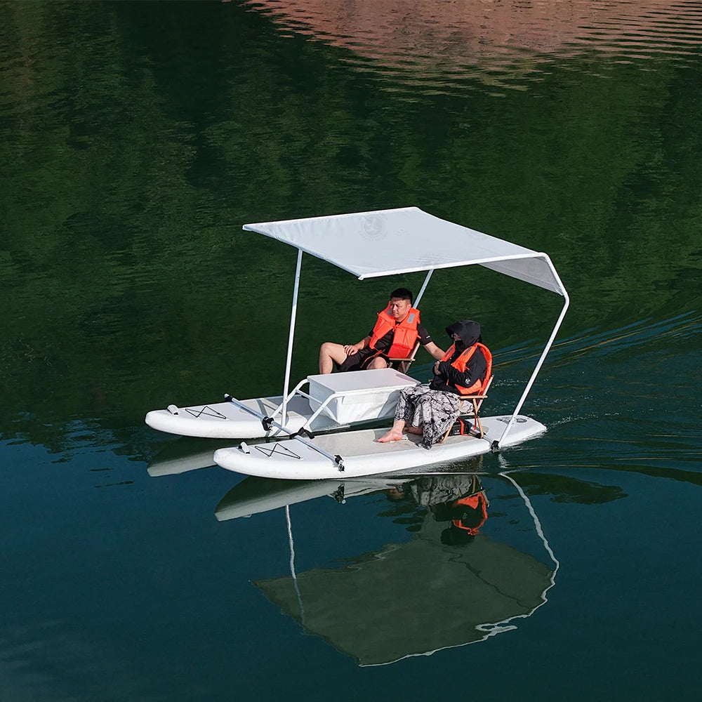 PVC Inflatable Electric Catamaran Boat 2 Person Yacht with Motor Water Amusement Fishing Boat for Sightseeing Cruising