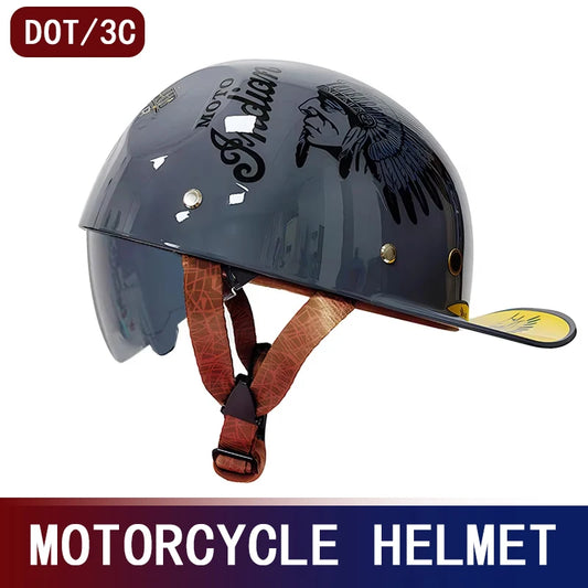 Motorcycle Helmet, Japanese-German Helmet, Men's Retro Half Helmet, Cruise Pedal, Tram, Light Prince Baseball Cap, Spring and Su