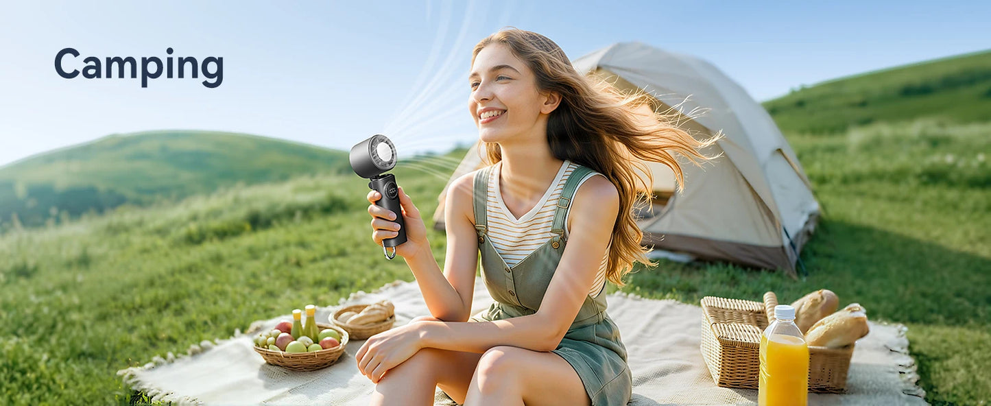 MUXNW 3-in-1 Foldable Handheld Fan 11000RPM 3000mAh 100-Speed USB-C Digital Display for Travel Office