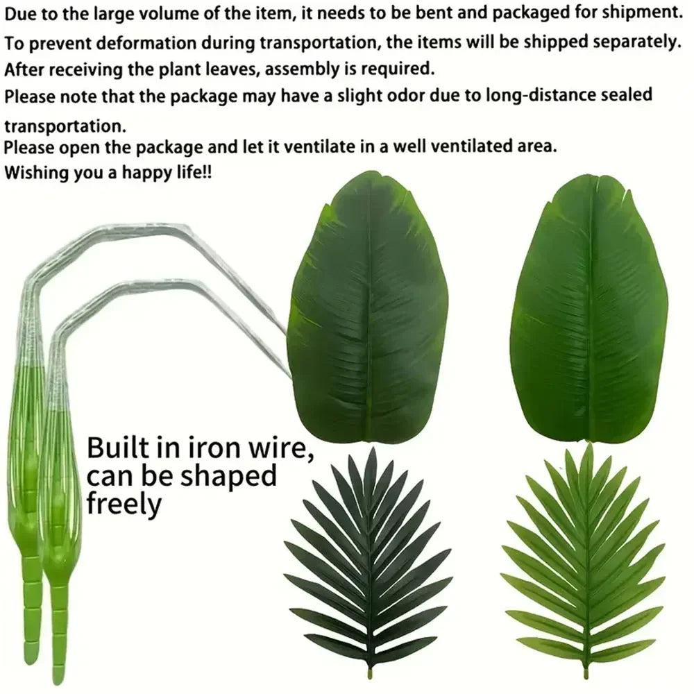 2pcs Artificial Banana Trees with 48 Realistic Tropical Leaves for Gardens Weddings Homes Offices Without Flower Pots