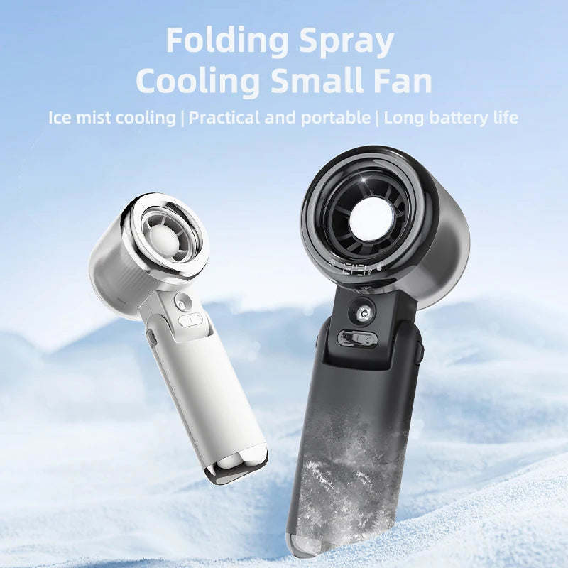 Mini Fan Portable Water Mist Fan 3600mAh 5 Speeds Handheld Foldable Neck Hanging Humidifier Small Spray Fans Type-C Rechargeable Vibely Store