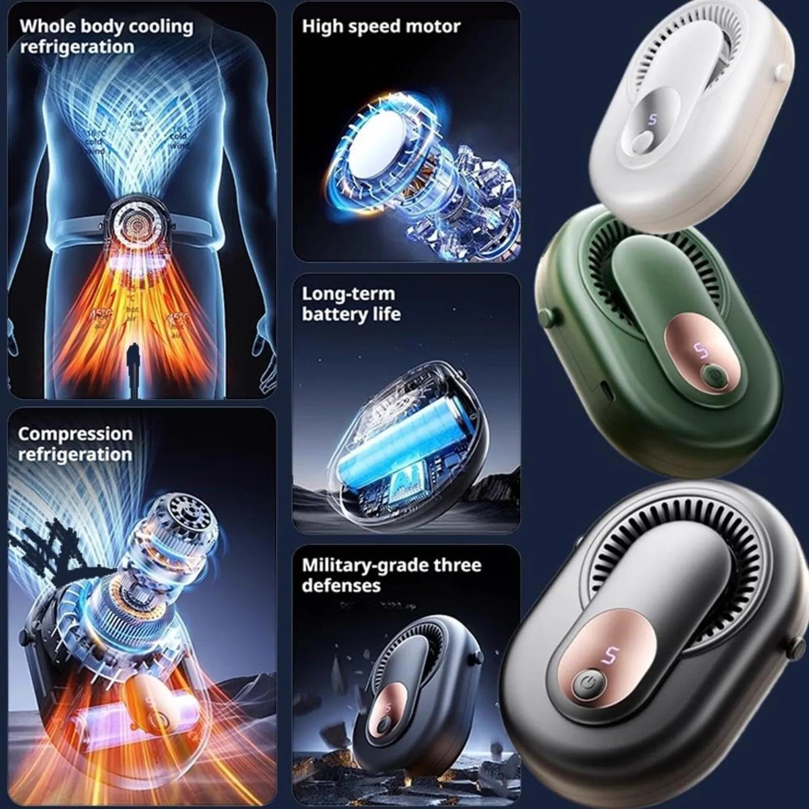 Portable Outdoor High-speed Waist-hanging Fan Durable Hand-held Lightweight Waist Fan Easy to Carry Household Appliances Fans Vibely Store