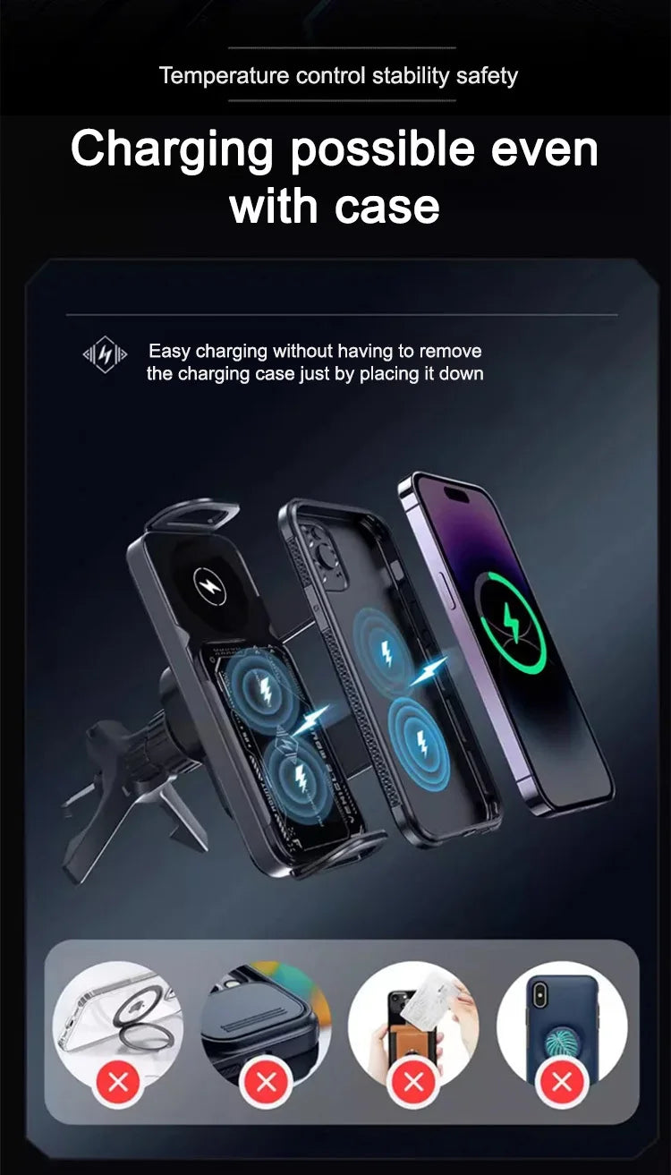 Wireless charging folding car large screen cell phone holder fast charging car navigation bracket