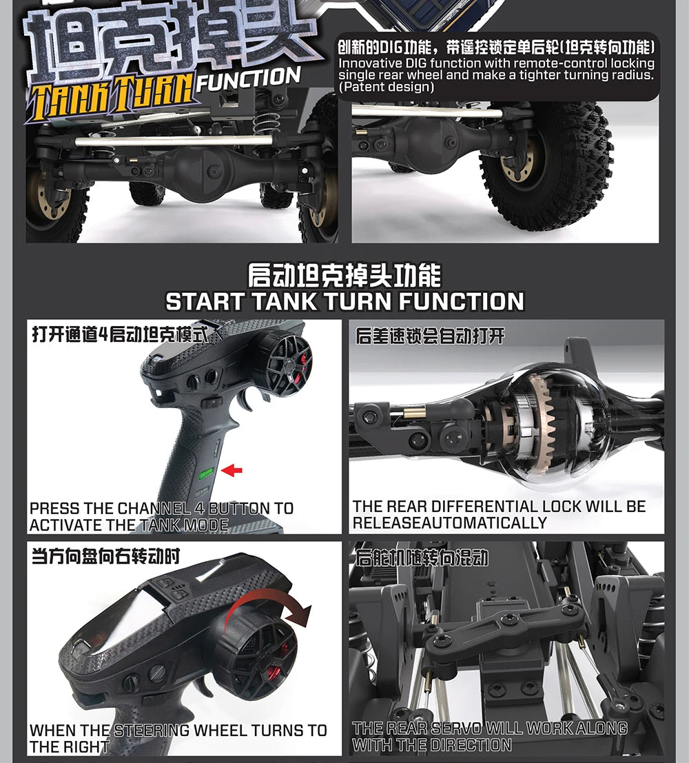 1/10 Scale YK4107 RC Crawler 4WD Dual Speed Lock Differential Remote Control Off Road Climbing Hobby RC Model Car Toy Vehicle