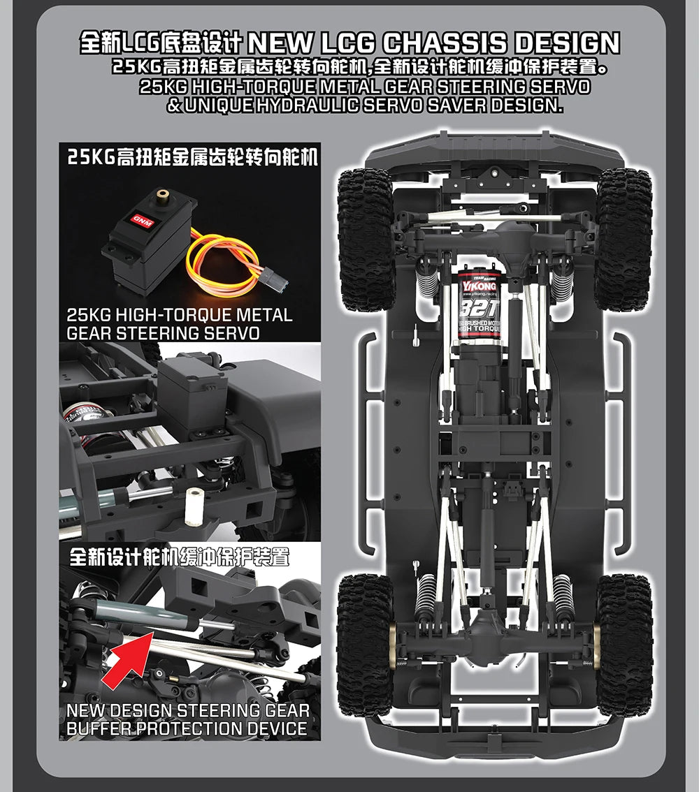 1/10 Scale YK4107 RC Crawler 4WD Dual Speed Lock Differential Remote Control Off Road Climbing Hobby RC Model Car Toy Vehicle