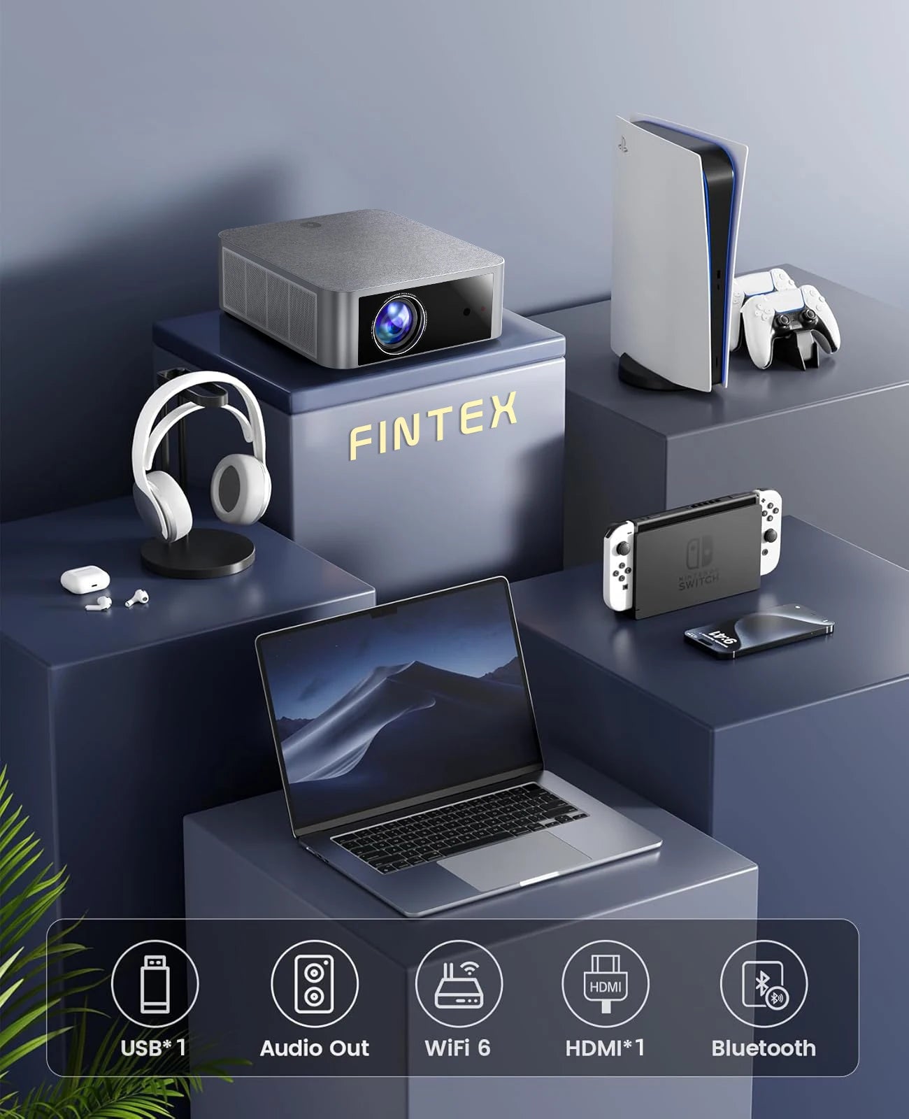 FINTEX LT5 Ultra 25000Lumen Projector Online 8k Full HD 1080P HDR10 Proyector 1500 ANSI Android9.0 ASA3.0 Auto Focus Projectors
