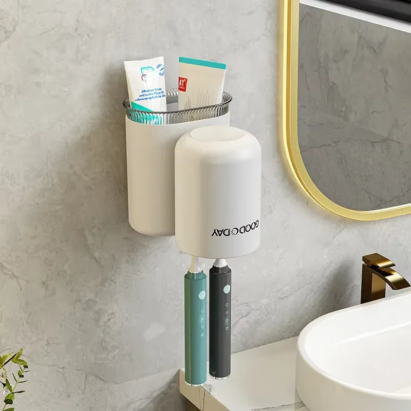 Washing Cup Toothbrush Holder Wall Mounted Toothpaste Shaver Storage Multifunctional Household Bathroom Accessories Storage Rack