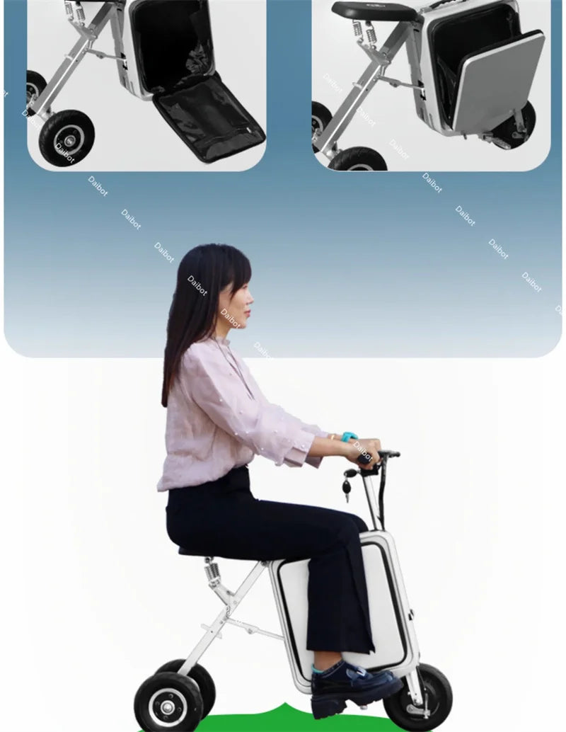 Folding Luggage Parent Child Electric Scooter For Adults With Seat 300W 36V Travel Lightweight Mobility Scooter For Elderly
