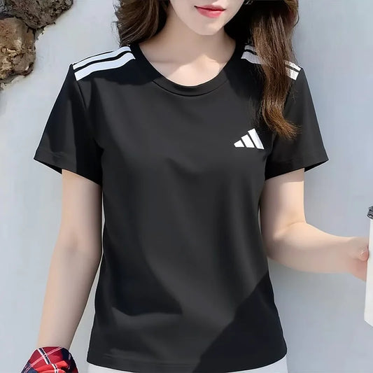 Adidas short-sleeved women's summer new-style running, training and fitness clothes, ice-silk breathable sports T-shirt KC7639