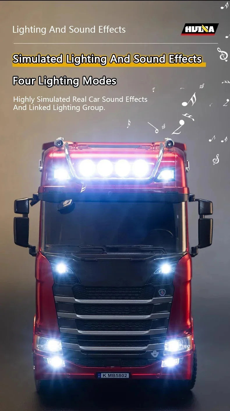 Huina New Model 1501+1509 770s RC Heavy-duty Truck Trailer Model Tractor High-end Toy Children's Adult Gift