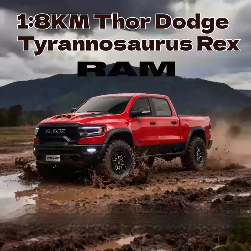 KM Thunder 1/8 Scale RAM 1500 Tyrannosaurus RC Remote Control Off-Road Pickup Truck Electric Model Car for Boys Birthday Gift Vibely Store