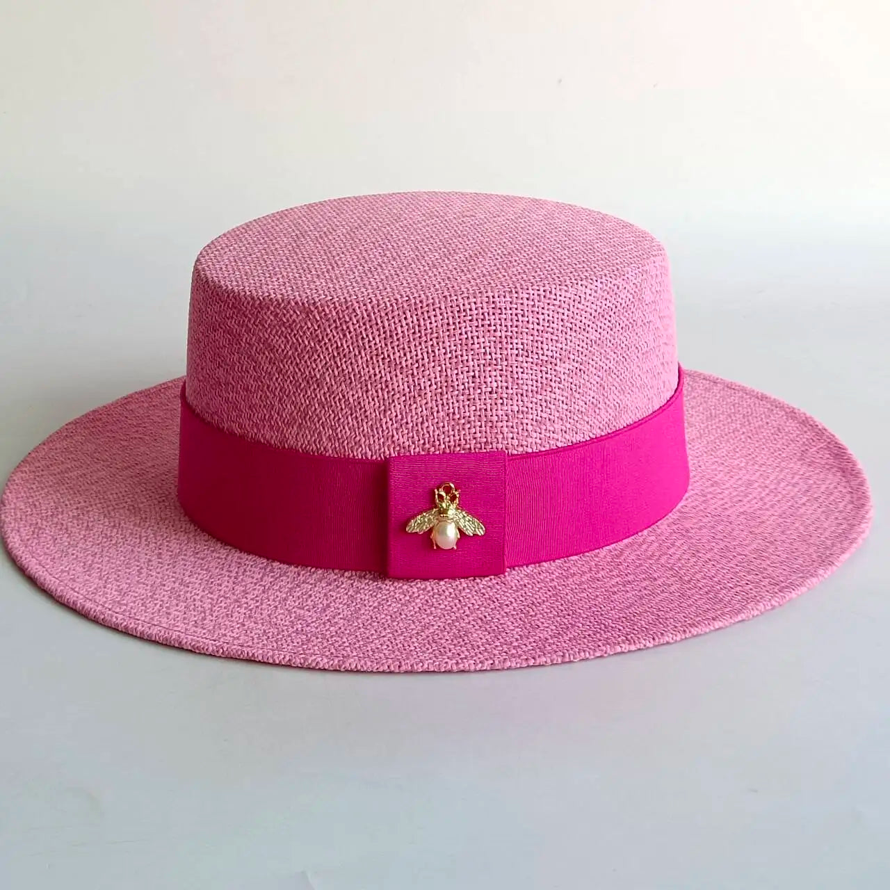 Metal RB letter summer straw hat for men and women summer outdoor vacation beach sun hat panama hat  beach accessories
