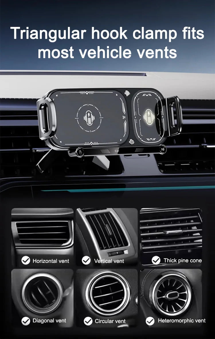 Wireless charging folding car large screen cell phone holder fast charging car navigation bracket