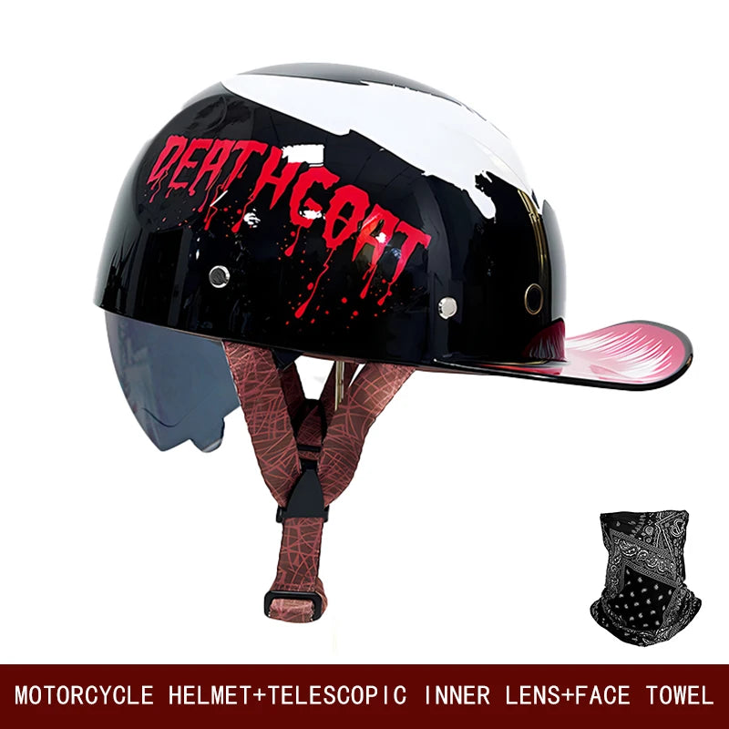 Motorcycle Helmet, Japanese-German Helmet, Men's Retro Half Helmet, Cruise Pedal, Tram, Light Prince Baseball Cap, Spring and Su