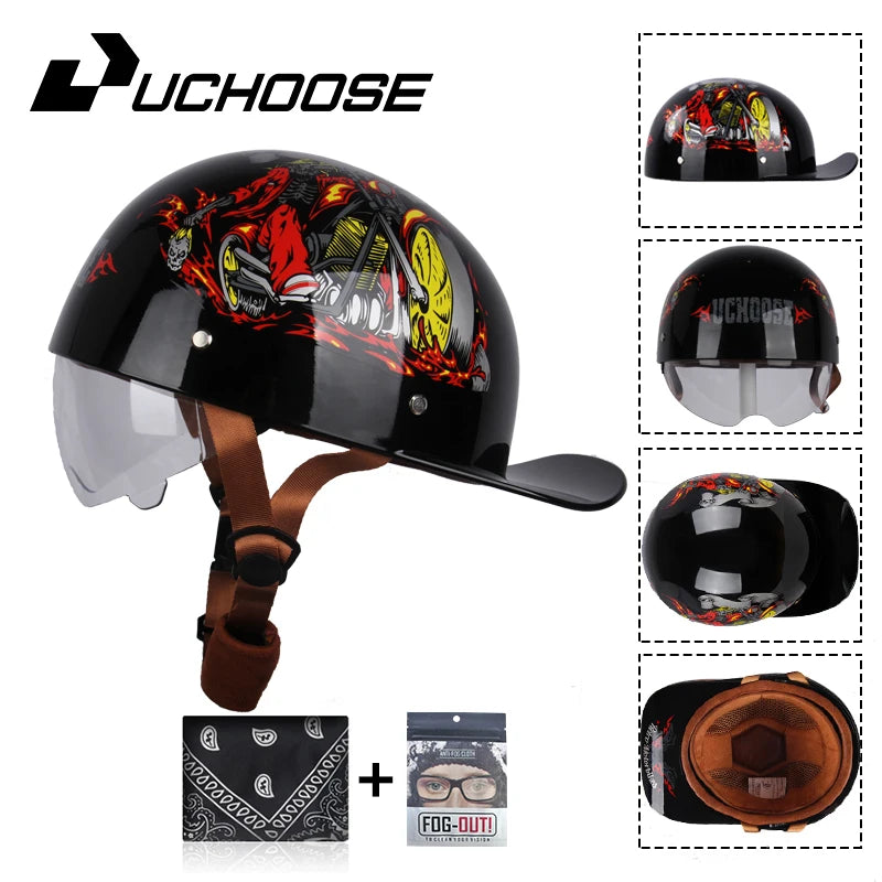 2024 Adult Open Face Summer Retro Riding Bicycles Vintage Half Helmet Baseball Cap Helmets Children Riding Motocross Men Women