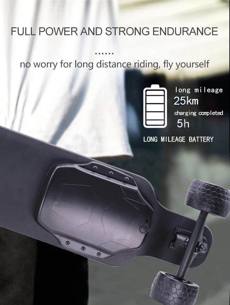 Airo Customizable 40km/h Electric Off-Road Skateboard with 25km Range 5ah Battery & 120kg Max Load Drop Deck Four-Wheel Scooter