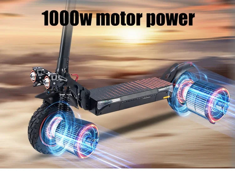 T4 500W High Power Dual Motor Adjustable Height Off-road Folding Adult Electric Scooter