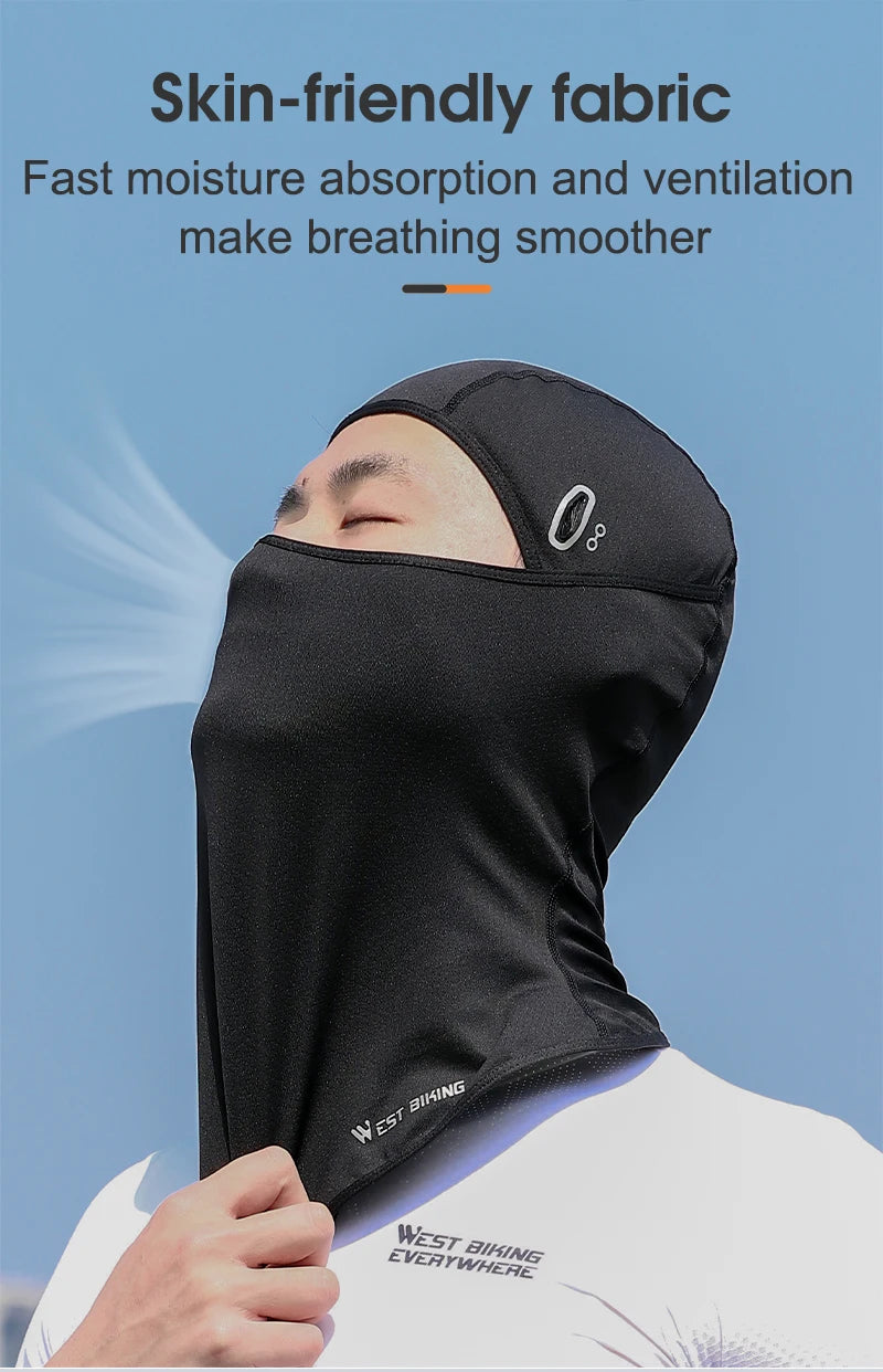 WEST BIKING Summer Breathable Cycling Cap Anti-UV Balaclava Men Full Face Mask Bicycle Motorcycle Running Cooling Sport Gear