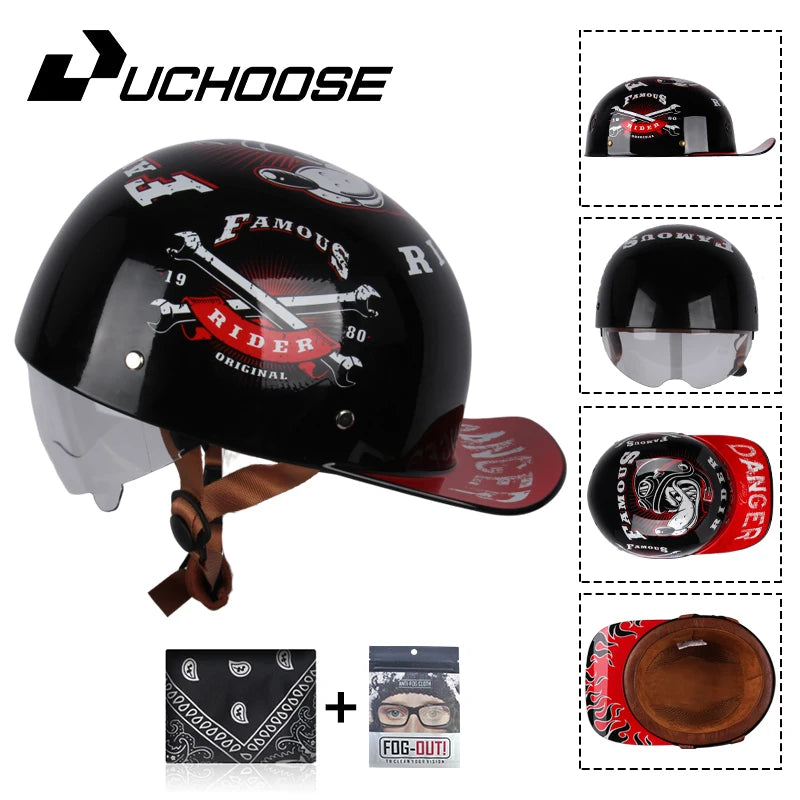 2024 Adult Open Face Summer Retro Riding Bicycles Vintage Half Helmet Baseball Cap Helmets Children Riding Motocross Men Women