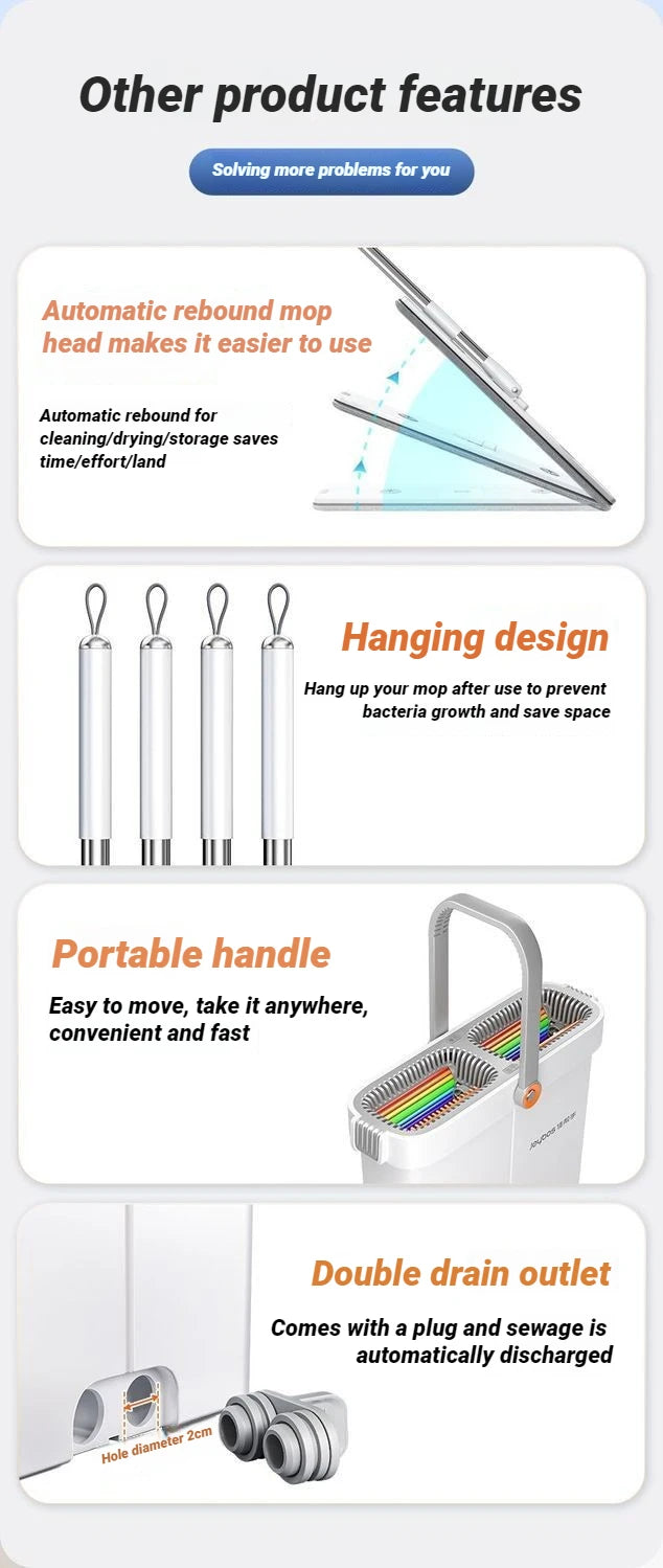 JOYBOS Floor Flat Spin Mop Set With Bucket 360 Rotating Hand-Free  33cm Washing and Squeeze For Home Toilet Bathroom Cleaner Mop