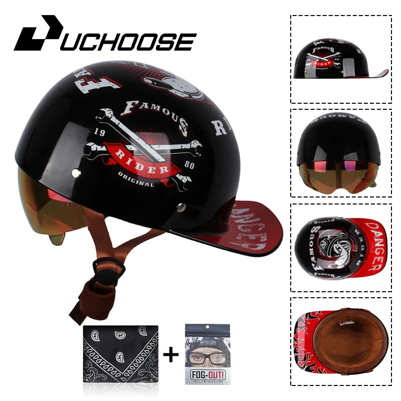 2024 Adult Open Face Summer Retro Riding Bicycles Vintage Half Helmet Baseball Cap Helmets Children Riding Motocross Men Women