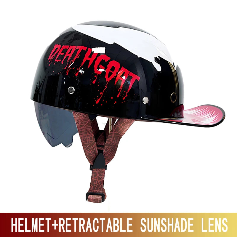 Motorcycle Helmet, Japanese-German Helmet, Men's Retro Half Helmet, Cruise Pedal, Tram, Light Prince Baseball Cap, Spring and Su